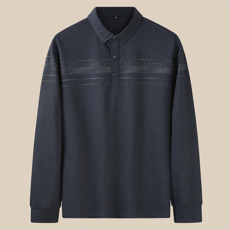 Herren Langarm-Poloshirt aus Feinstrick mit Hemdkragen, Knopfleiste und Jacquardstreifen Echo Archiv