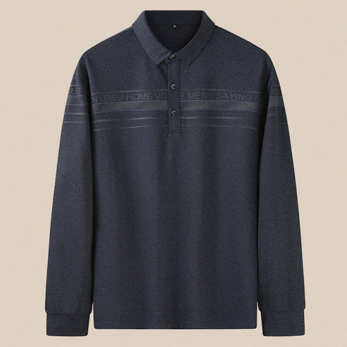 Herren Langarm-Poloshirt aus Feinstrick mit Hemdkragen, Knopfleiste und Jacquardstreifen Echo Archiv