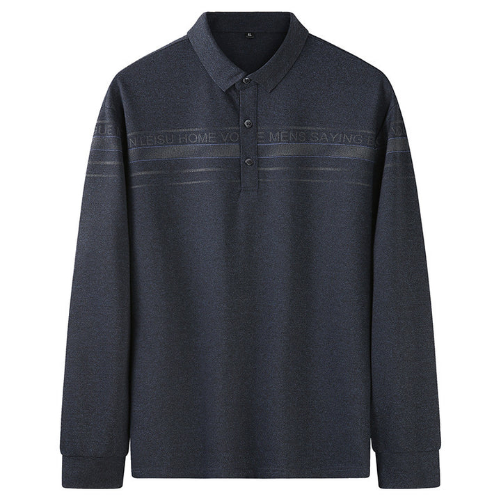 Herren Langarm-Poloshirt aus Feinstrick mit Hemdkragen, Knopfleiste und Jacquardstreifen Echo Archiv