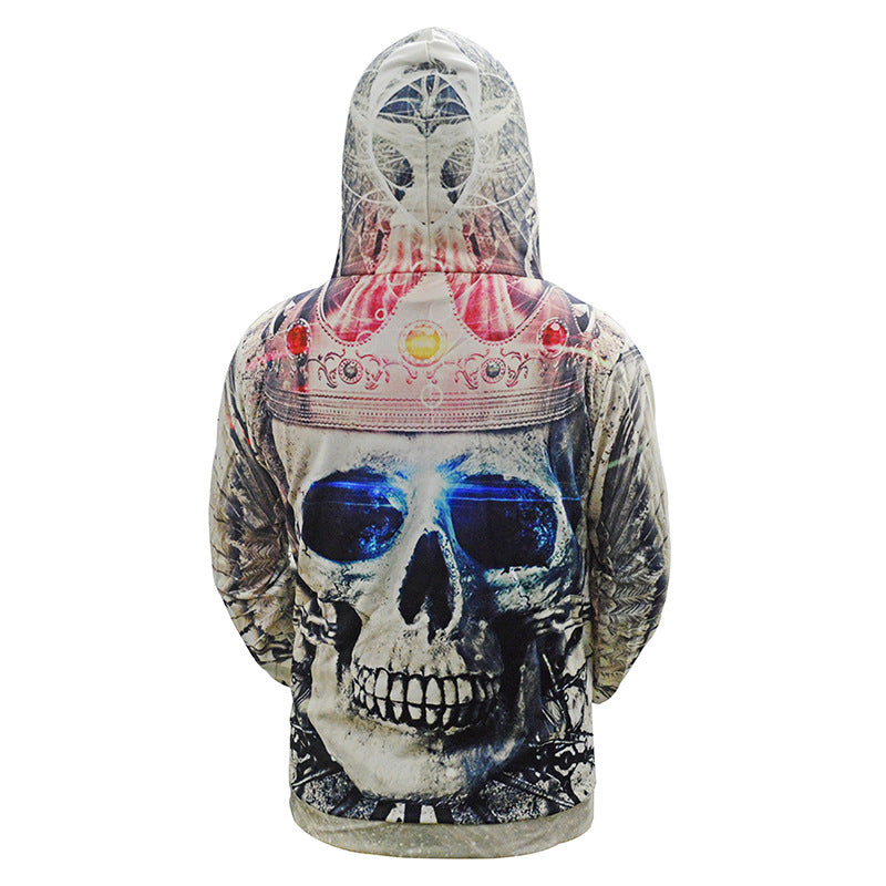 Herren Kapuzenpullover mit allover Totenkopf-Print & Kängurutasche Echoarchiv