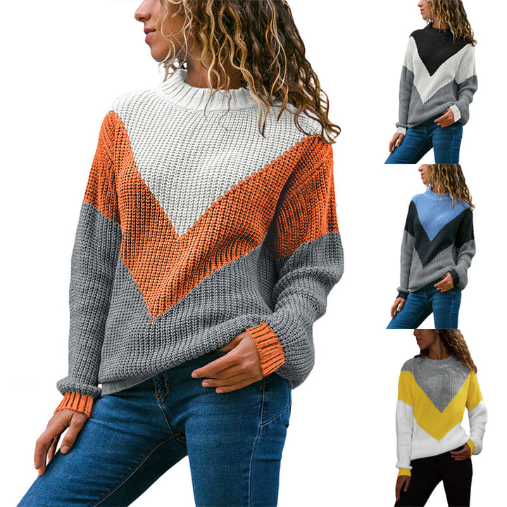Damen Grobstrick-Pullover mit Chevrondesign, Rundhalsausschnitt und Rippbündchen Echo Archiv