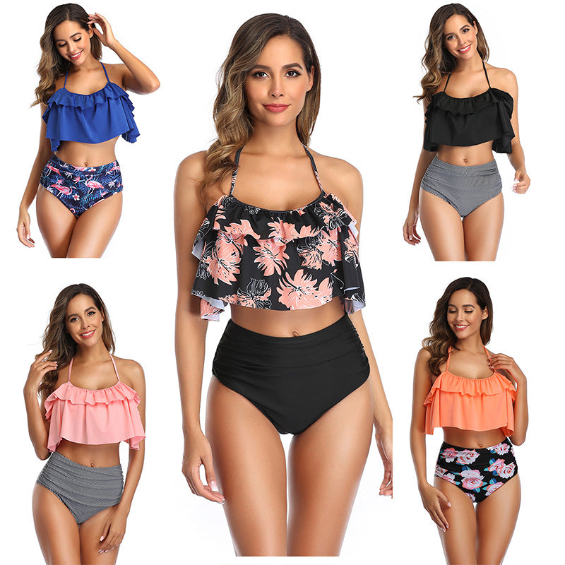 Damen Bikini-Set mit Rüschentop und hochgeschnittenem Höschen Echo Archiv
