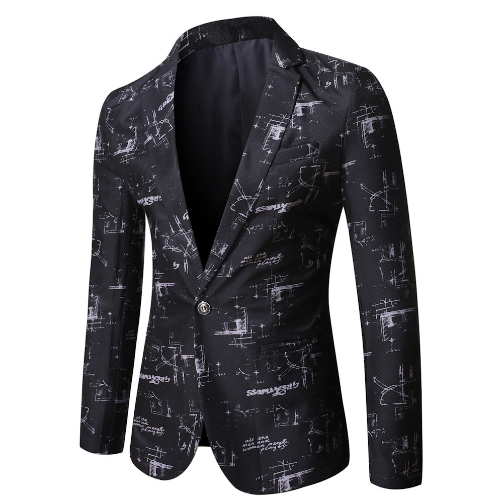 Herren eleganter Blazer mit kreativem Druckdesign Echoarchiv