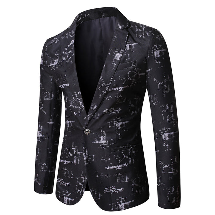 Herren eleganter Blazer mit kreativem Druckdesign Echoarchiv