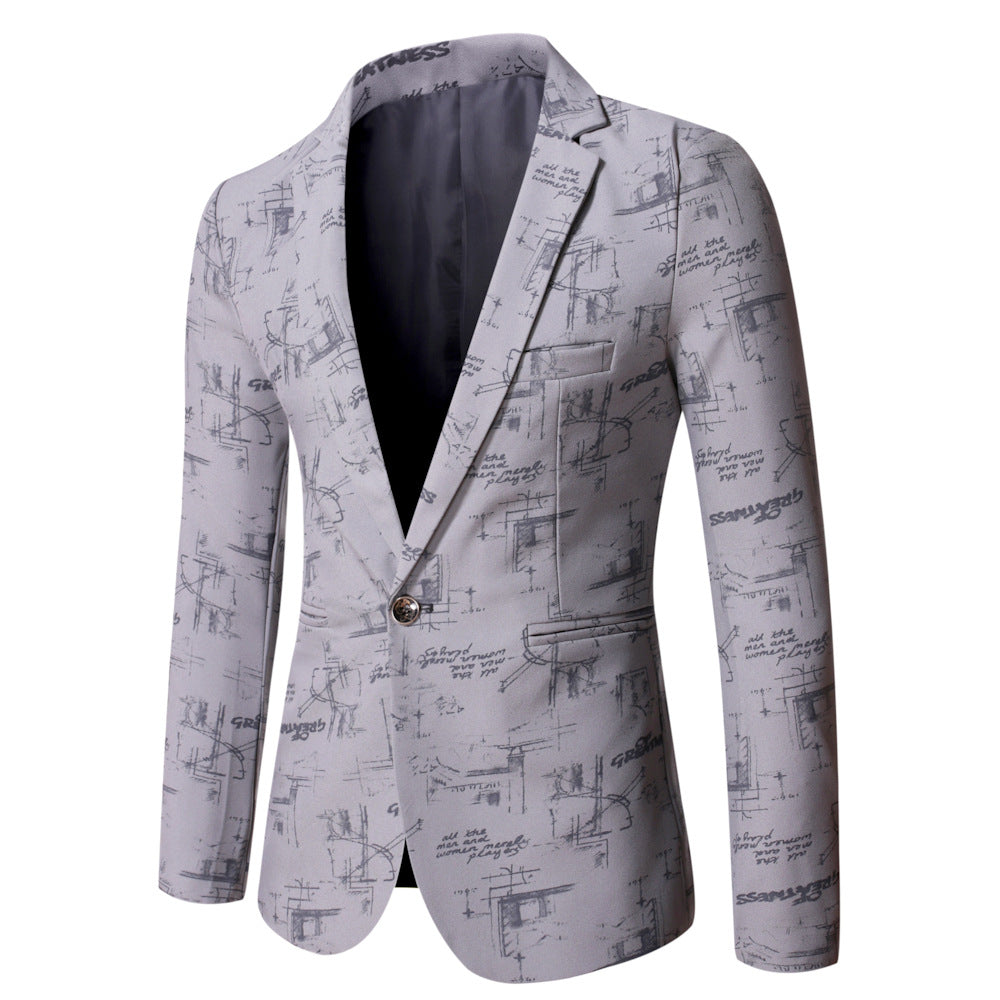 Herren eleganter Blazer mit kreativem Druckdesign Echoarchiv