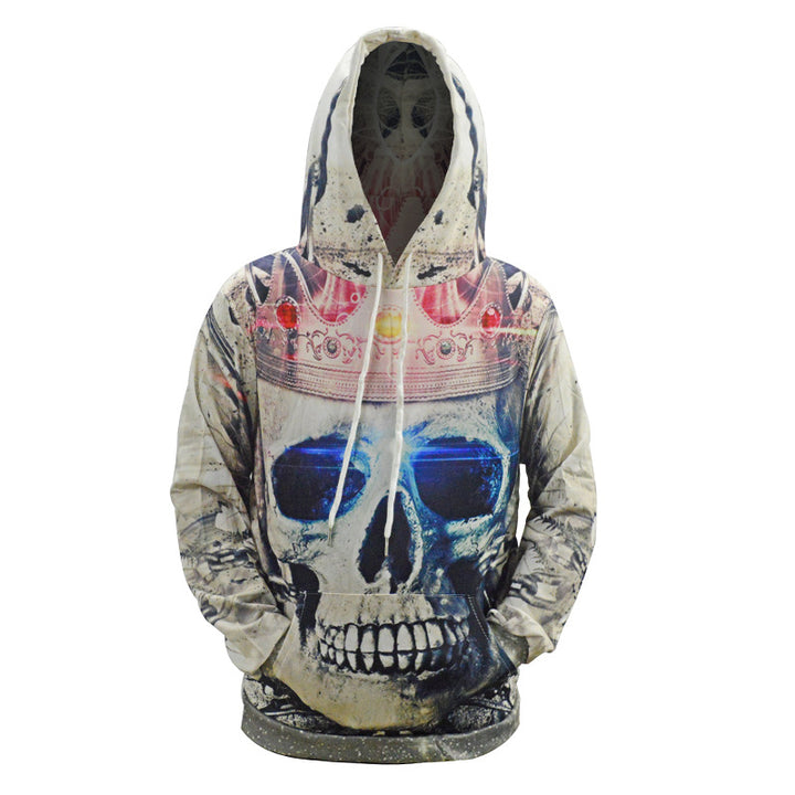 Herren Kapuzenpullover mit allover Totenkopf-Print & Kängurutasche Echoarchiv