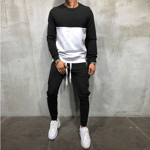 Herren modisches Sweatshirt- und Jogginghosen-Set mit funktionalen Taschen Echoarchiv