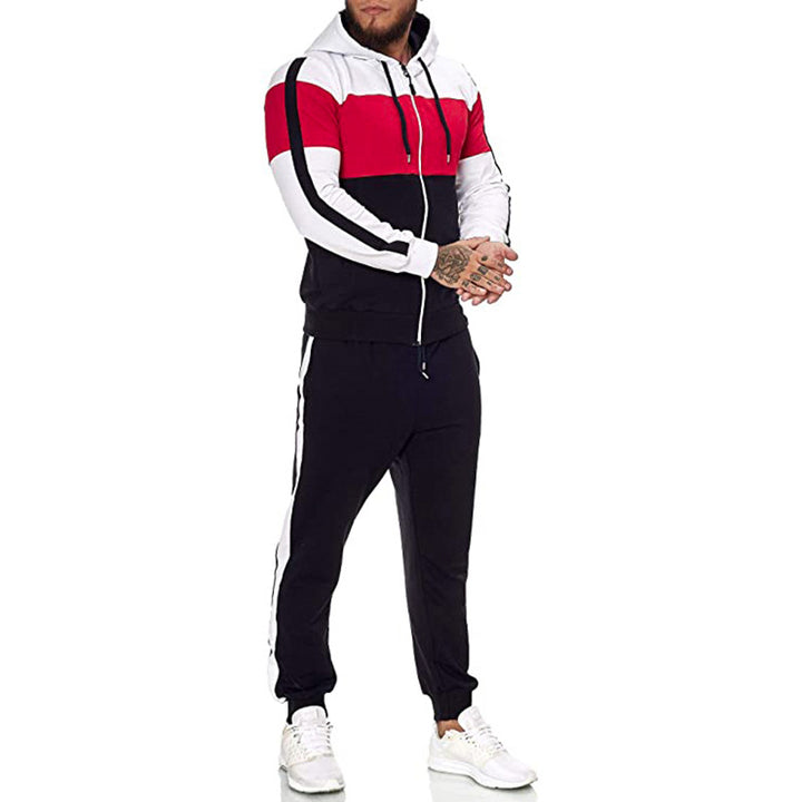Herren Sportanzug mit Kapuze und modernem Farbblockdesign Echoarchiv