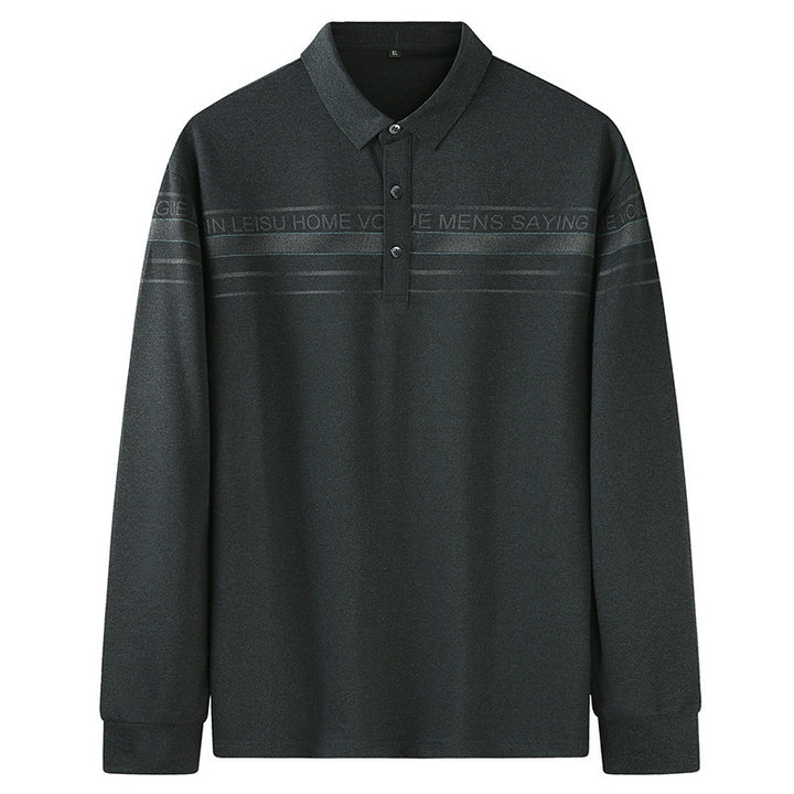 Herren Langarm-Poloshirt aus Feinstrick mit Hemdkragen, Knopfleiste und Jacquardstreifen Echo Archiv
