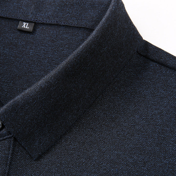 Herren Langarm-Poloshirt aus Feinstrick mit Hemdkragen, Knopfleiste und Jacquardstreifen Echo Archiv