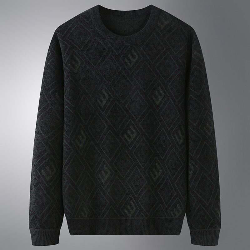 Herren Rauten-Jacquard Rundhalspullover aus feinem Strick Echoarchiv