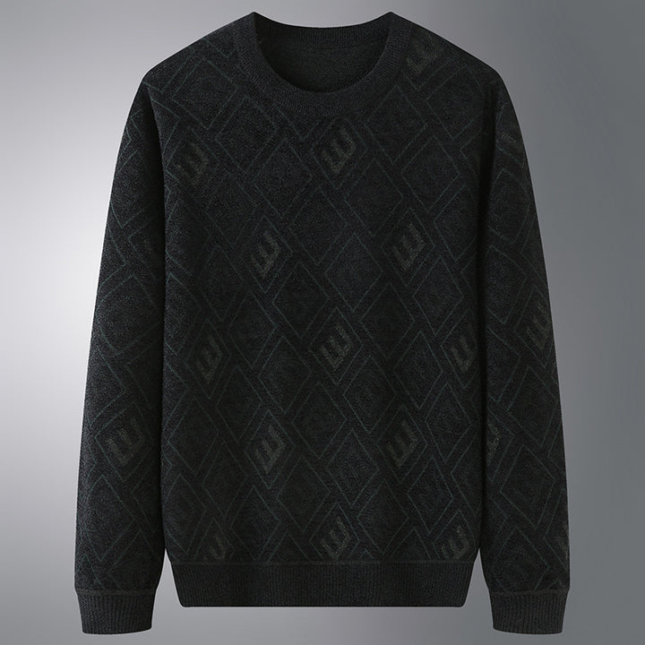Herren Rauten-Jacquard Rundhalspullover aus feinem Strick Echoarchiv
