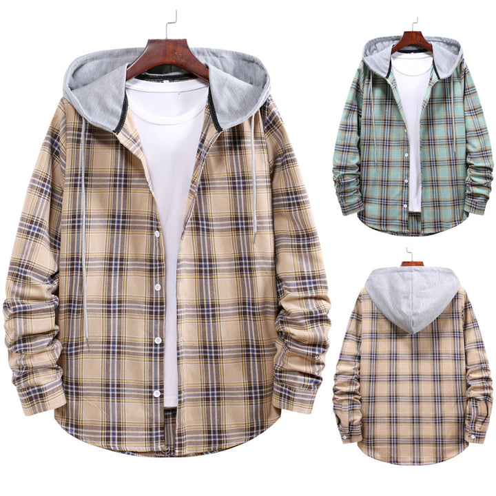 Herren Flanellhemdjacke mit integrierter Kapuze Echoarchiv