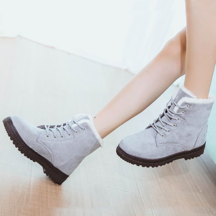 Damen Gefütterte Schnür-Ankleboots mit Teddyfutter und robuster Lug-Sohle Echoarchiv