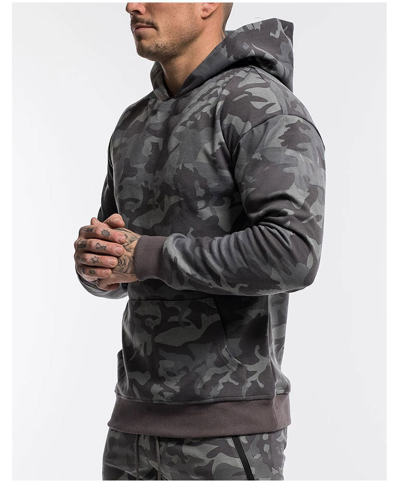 Herren Camo Kapuzenpullover aus hochwertigem Sweatstoff mit praktischer Kängurutasche Echoarchiv
