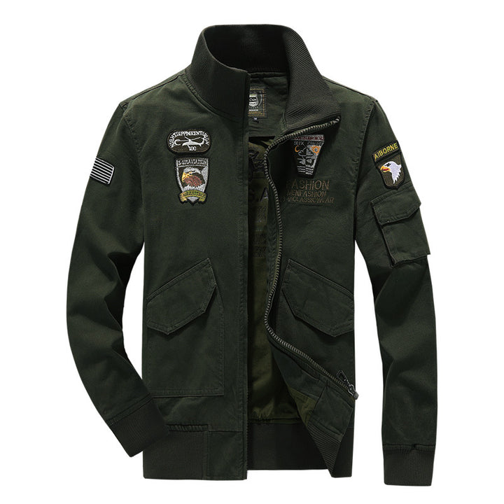 Herren vielseitige Bomberjacke mit bestickten Patches Echoarchiv