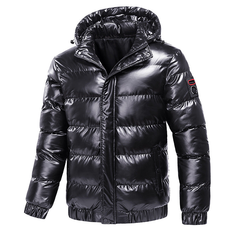 Herren isolierte Jacke mit glänzender Oberfläche und Kapuze Echoarchiv