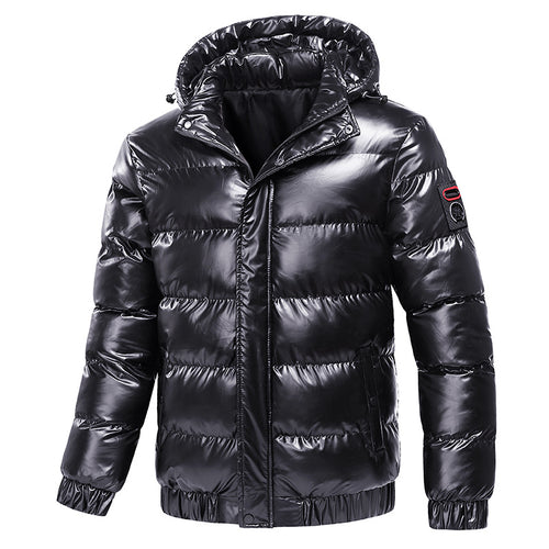 Herren isolierte Jacke mit glänzender Oberfläche und Kapuze Echoarchiv