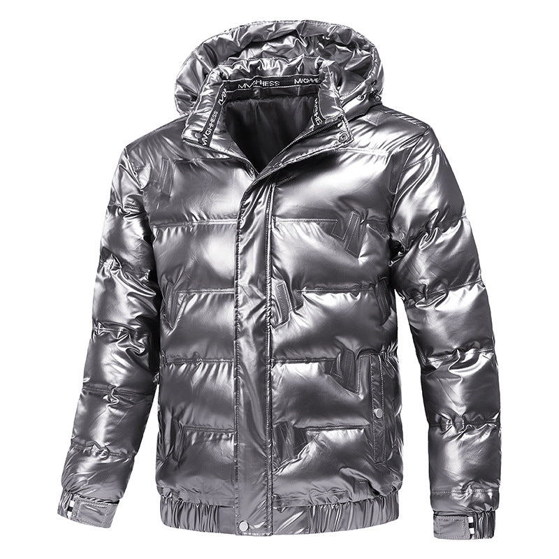 Herren glänzende Funktionsjacke mit Kapuze und elastischen Bündchen Echoarchiv