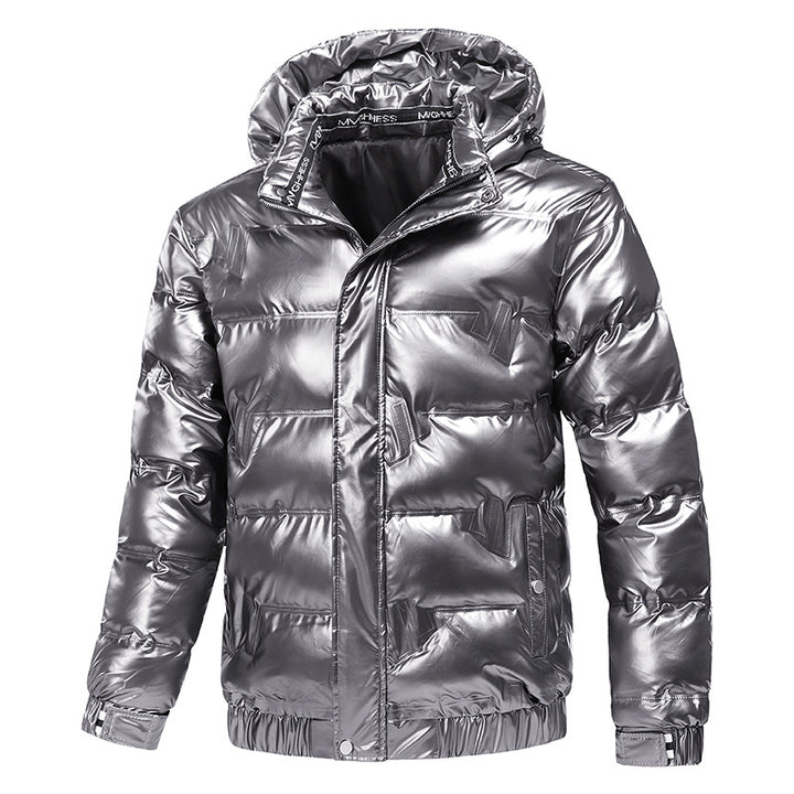 Herren glänzende Funktionsjacke mit Kapuze und elastischen Bündchen Echoarchiv