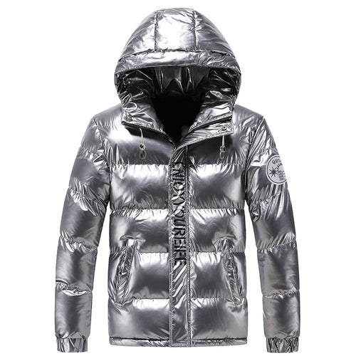 Herren glänzende Daunenjacke mit Kapuze Echoarchiv