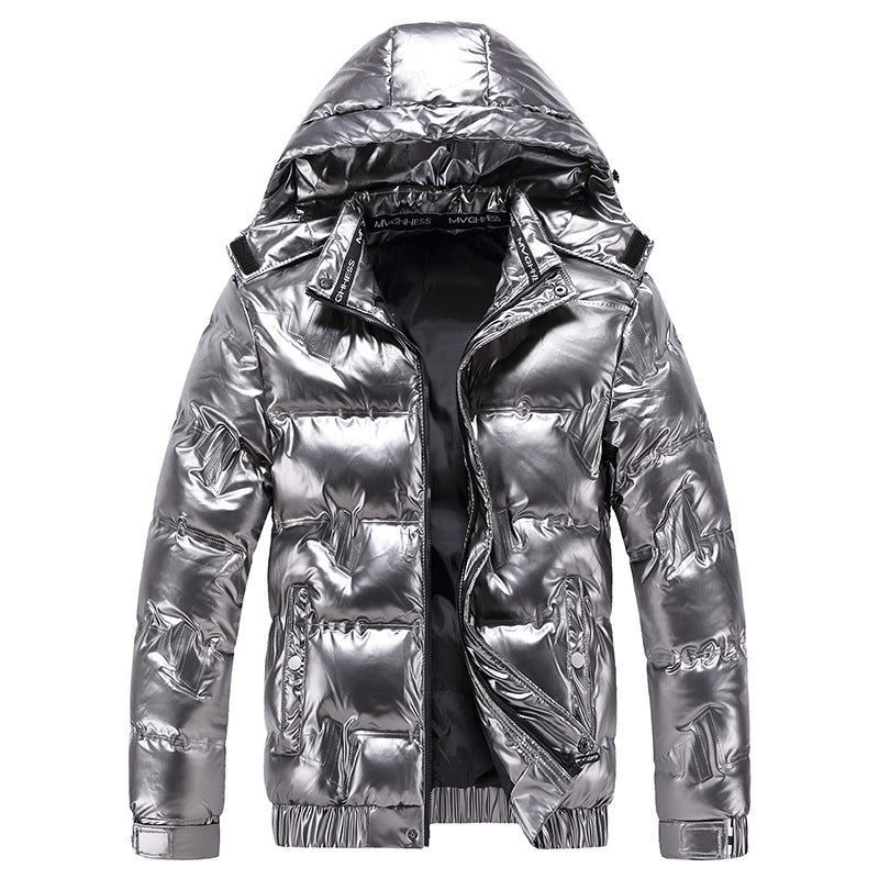 Herren glänzende Funktionsjacke mit Kapuze und elastischen Bündchen Echoarchiv