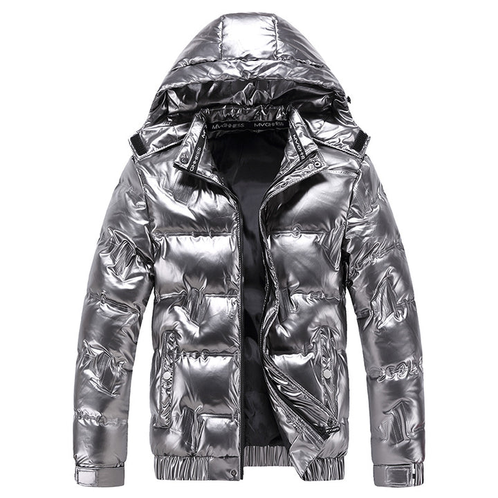 Herren glänzende Funktionsjacke mit Kapuze und elastischen Bündchen Echoarchiv
