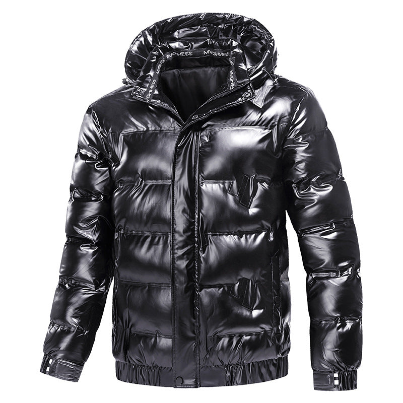 Herren glänzende Funktionsjacke mit Kapuze und elastischen Bündchen Echoarchiv