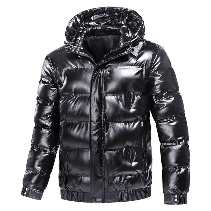 Herren glänzende Funktionsjacke mit Kapuze und elastischen Bündchen Echoarchiv
