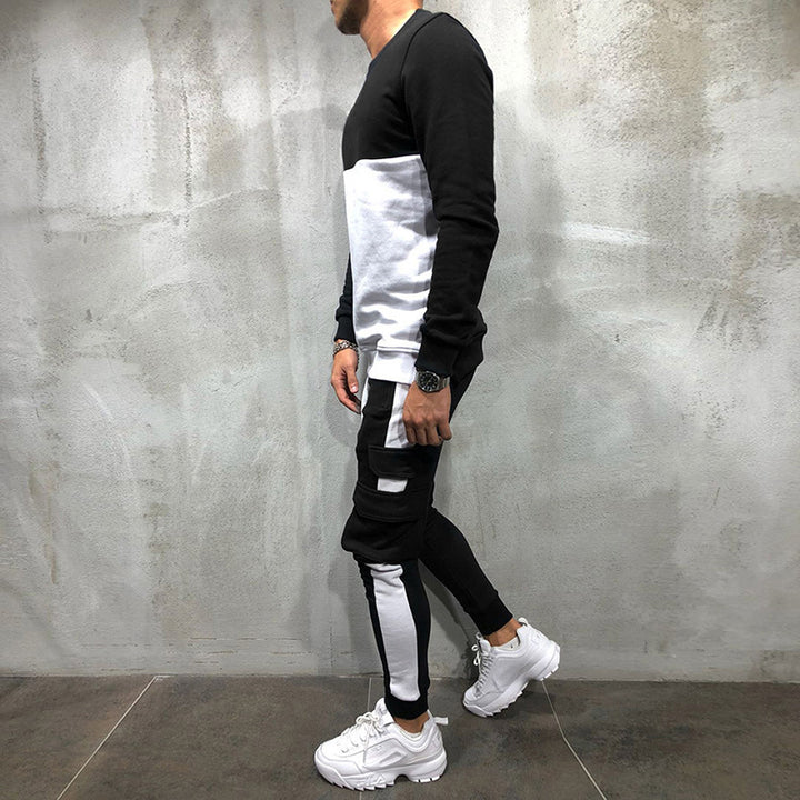 Herren modisches Sweatshirt- und Jogginghosen-Set mit funktionalen Taschen Echoarchiv