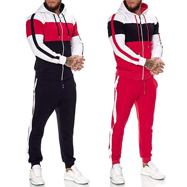 Herren Sportanzug mit Kapuze und modernem Farbblockdesign Echoarchiv