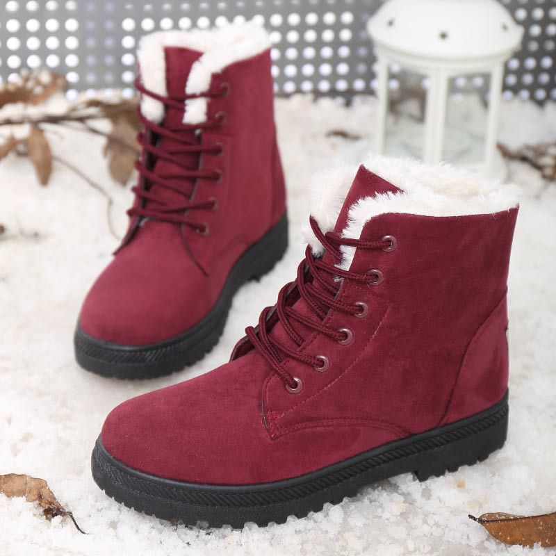 Damen Gefütterte Schnür-Ankleboots mit Teddyfutter und robuster Lug-Sohle Echoarchiv