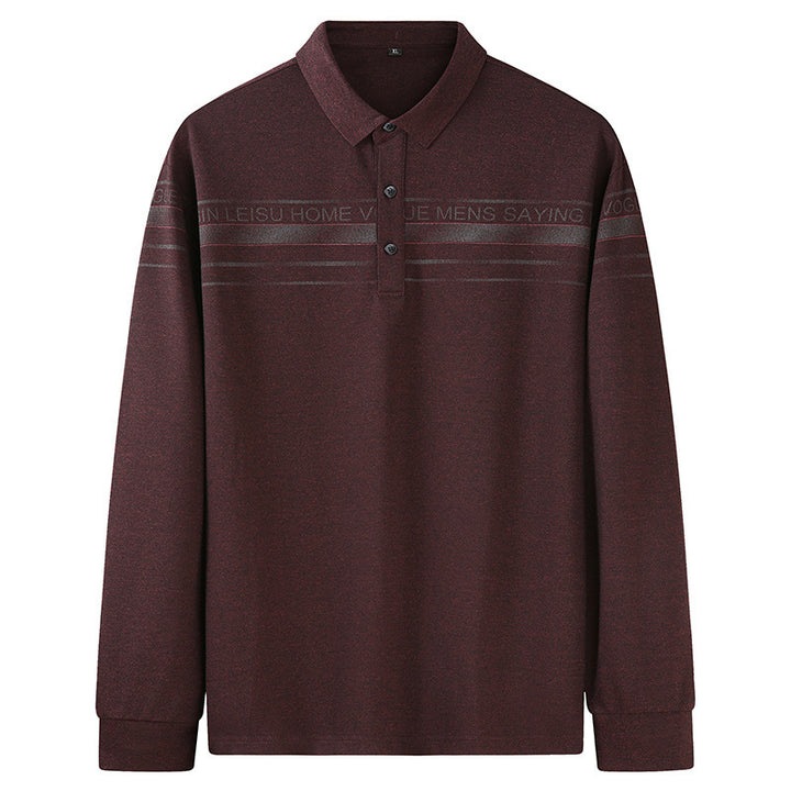 Herren Langarm-Poloshirt aus Feinstrick mit Hemdkragen, Knopfleiste und Jacquardstreifen Echo Archiv