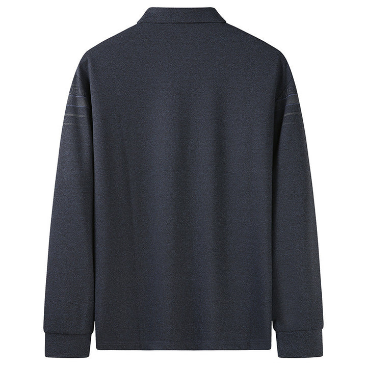 Herren Langarm-Poloshirt aus Feinstrick mit Hemdkragen, Knopfleiste und Jacquardstreifen Echo Archiv