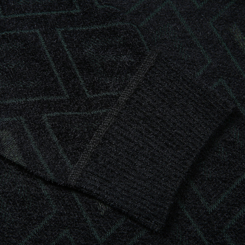 Herren Rauten-Jacquard Rundhalspullover aus feinem Strick Echoarchiv