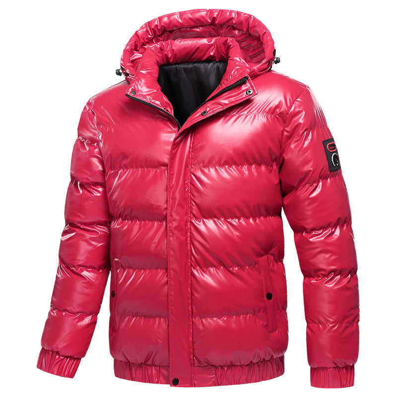 Herren isolierte Jacke mit glänzender Oberfläche und Kapuze Echoarchiv