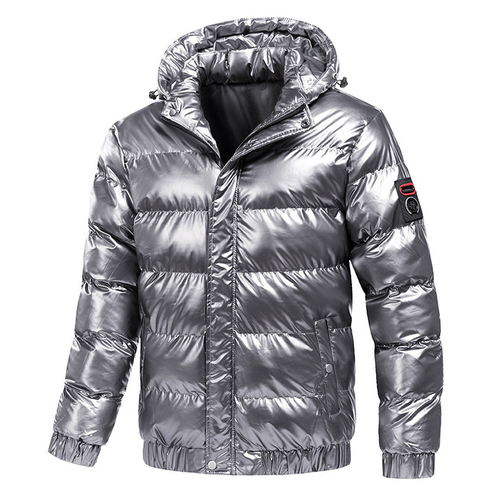 Herren isolierte Jacke mit glänzender Oberfläche und Kapuze Echoarchiv