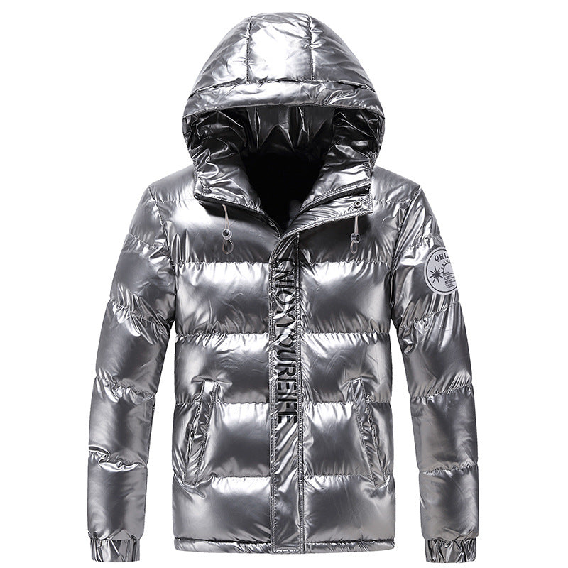 Herren glänzende Daunenjacke mit Kapuze Echoarchiv