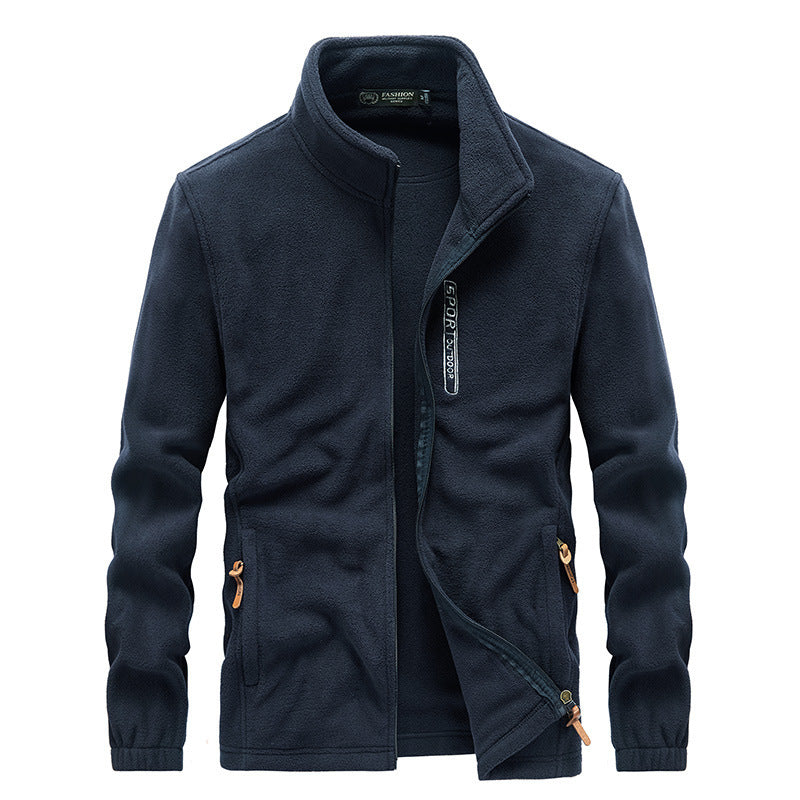 Herren Fleecejacke mit Sherpa Innenfutter, Stehkragen und Zweiwege-Reißverschluss – Taviero