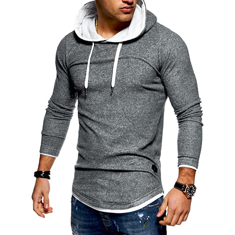Herren Lang geschnittener Kapuzenpullover mit Lagenoptik und Raglanärmeln Echo Archiv