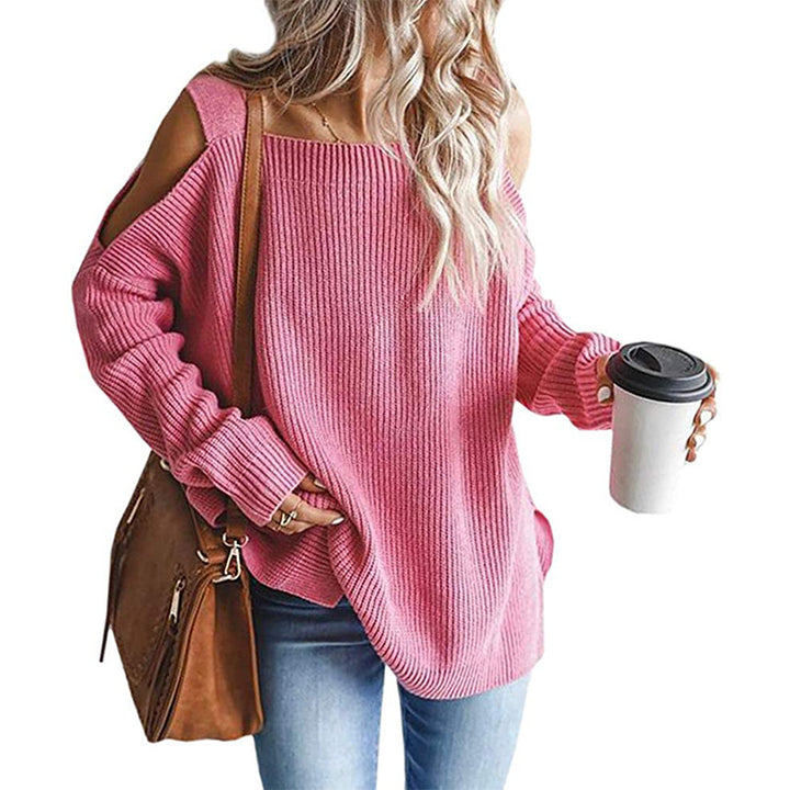 Damen Oversize-Rippstrickpullover mit Schulter-Cut-outs und weitem U-Boot-Ausschnitt Echo Archiv