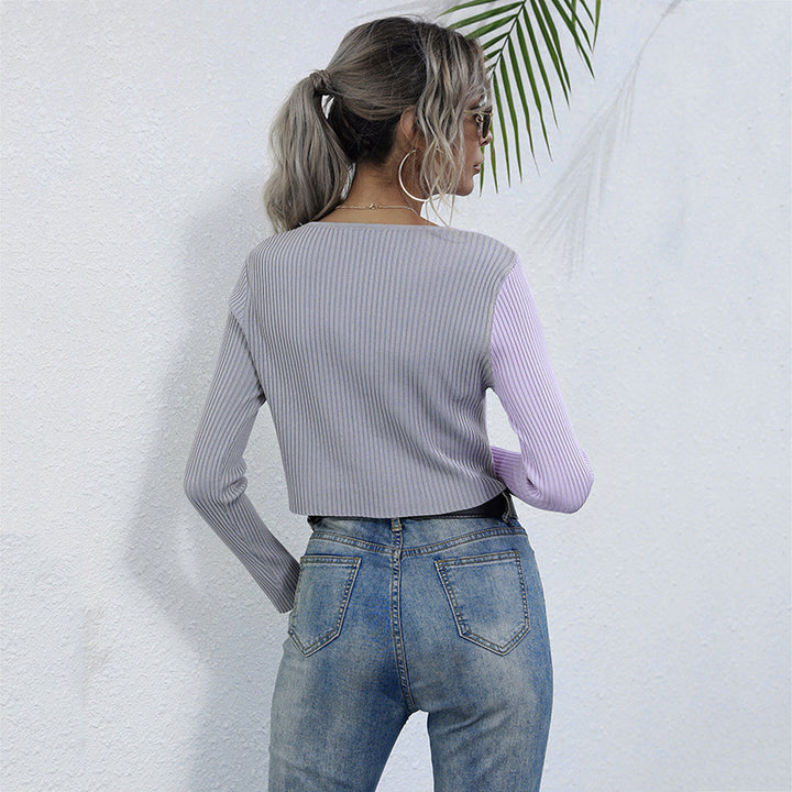 Damen Cropped Rippstrick-Cardigan mit V‑Ausschnitt und durchgehender Knopfleiste – Veloura
