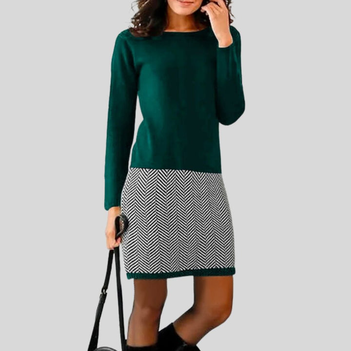 Schickes Kleid mit Hahnentritt-Saum