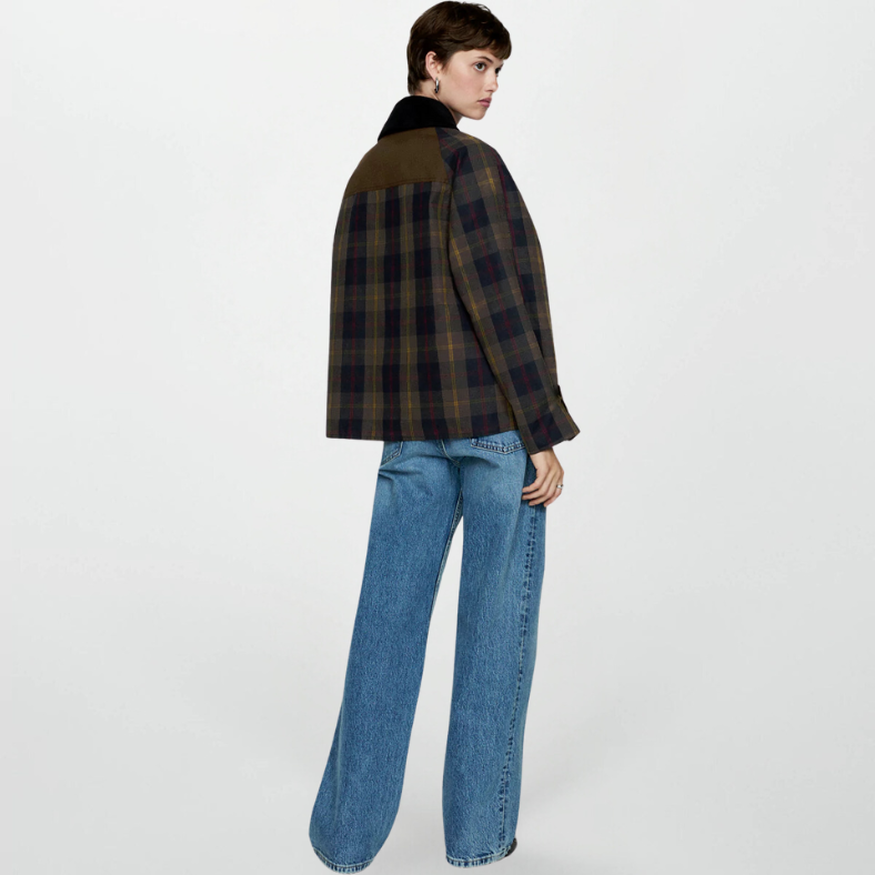 Echoarchiv | Trendy Damen Karomuster Zip-Up Jacke