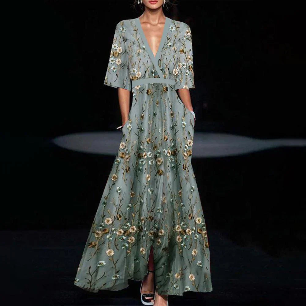 Echoarchiv | Kurzärmeliges Maxikleid Lässig und Stilvoll