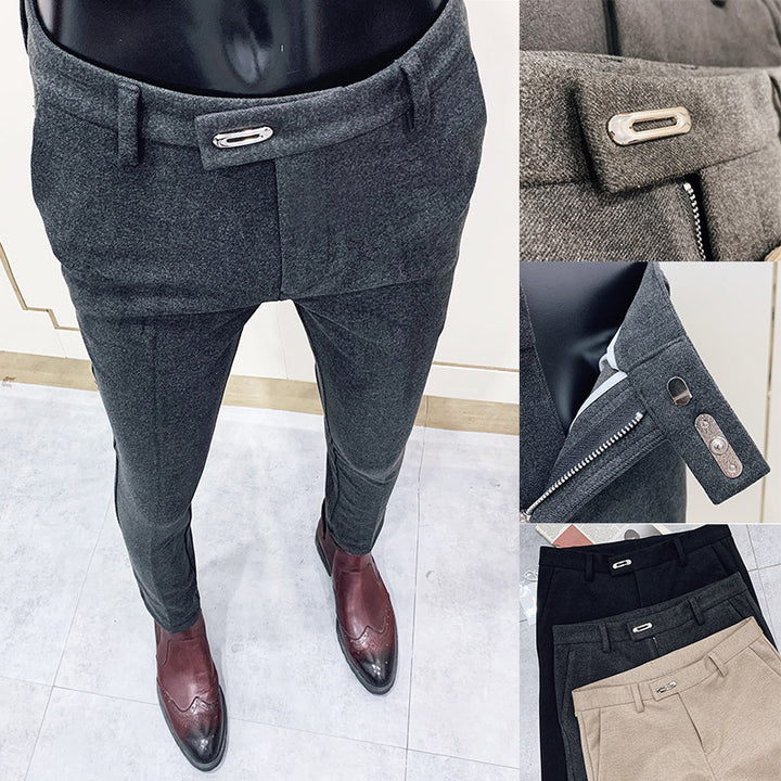 Herren nan tapered Businesshose mit elastischem Bund, verdecktem Verschluss und schmaler Schnitt Echo Archiv