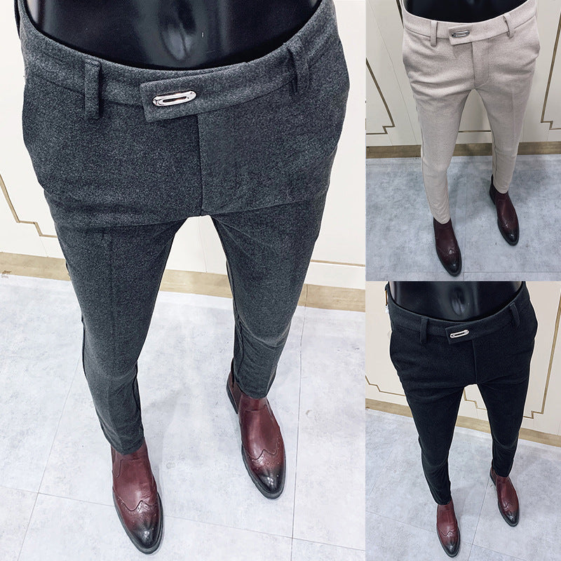 Herren nan tapered Businesshose mit elastischem Bund, verdecktem Verschluss und schmaler Schnitt Echo Archiv