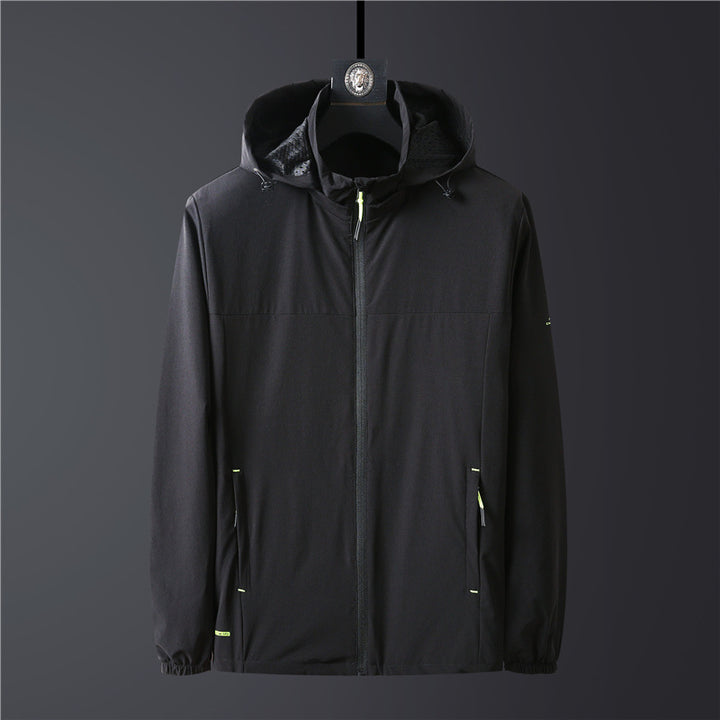 Herren Ultraleichte atmungsaktive Softshell-Funktionsjacke mit Kapuze und elastischen Bündchen Echo Archiv