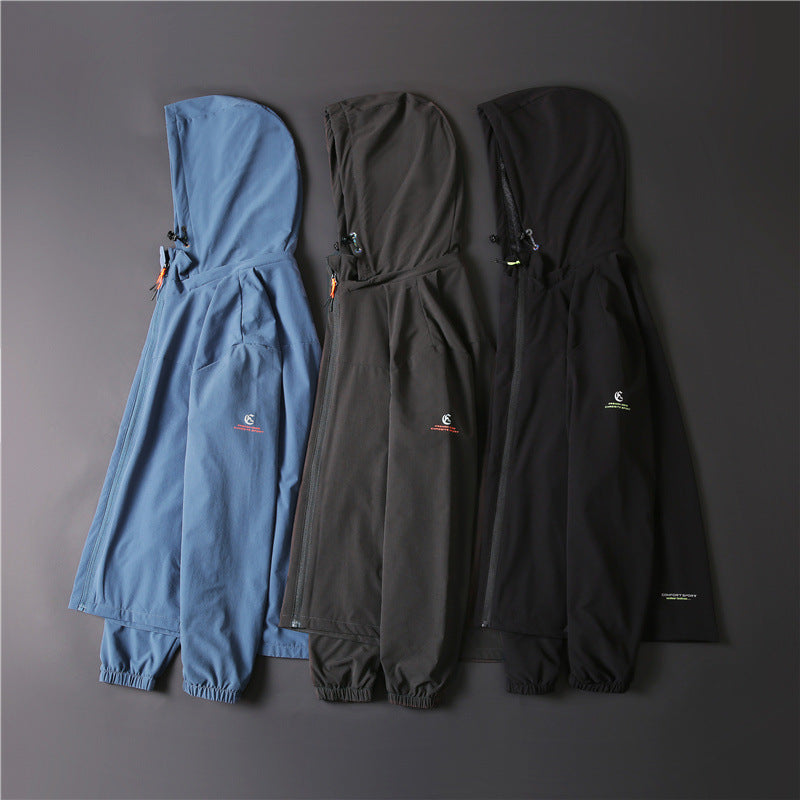 Herren Ultraleichte atmungsaktive Softshell-Funktionsjacke mit Kapuze und elastischen Bündchen Echo Archiv