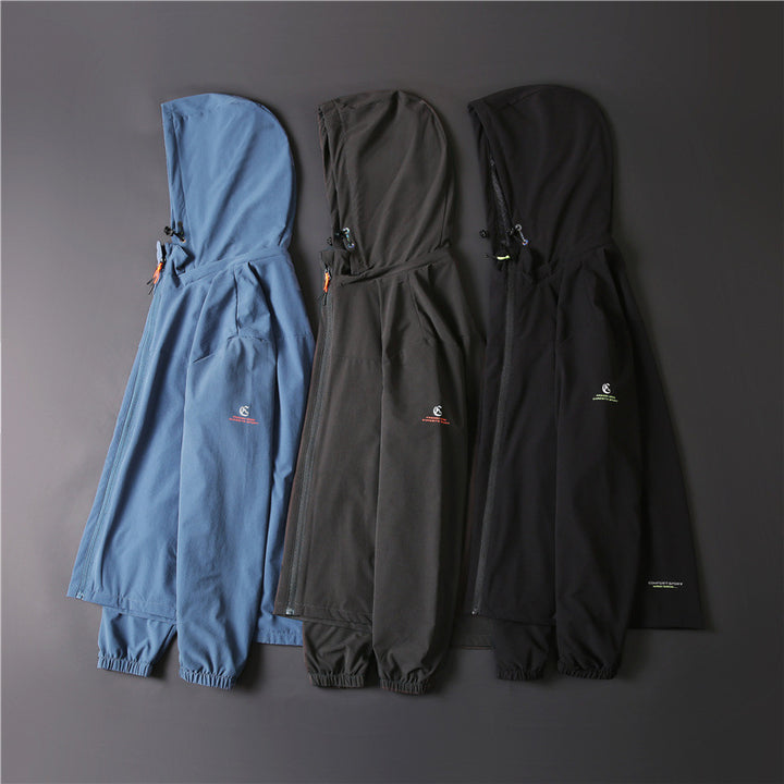 Herren Ultraleichte atmungsaktive Softshell-Funktionsjacke mit Kapuze und elastischen Bündchen Echo Archiv